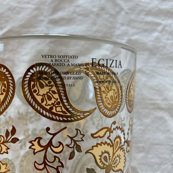EGIZIA VETRO SOFFIATO Made Italy Lead Art Glass Vase Gold Paisley 10" MCM - Picture 4 of 9